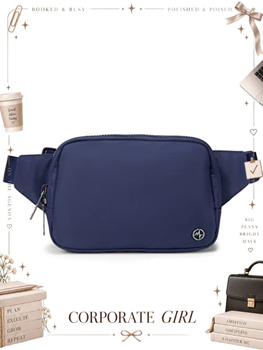 Waterproof Nylon 2L Belt Bag Fanny Pack Adjustable Strap Crossbody Travel